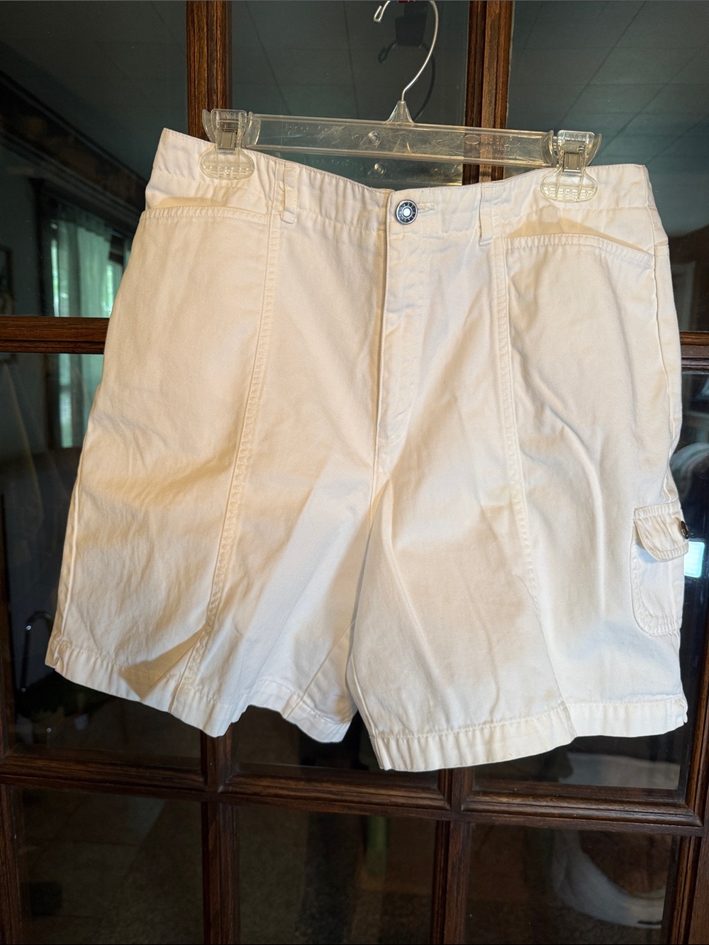 Crazy Horse Liz Claiborne White Cotton Cargo Utility Shorts‎ Womens 14 High Rise